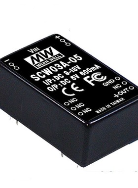 SCW05B-09 5W 18~36V 输入 9V稳压单出明纬DC-DC模块电源