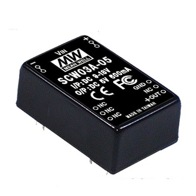 SCW03A-15 3W 9~18V 输入15V稳压单出明纬DC-DC模块电源