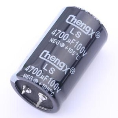 牛角型电解电容  4700uF  ±20% 100V    封装： 插件,D30xL50mm