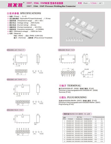 HX42002-AN（直针座）-5566单排尖针-红星连接器 / 拍1发100