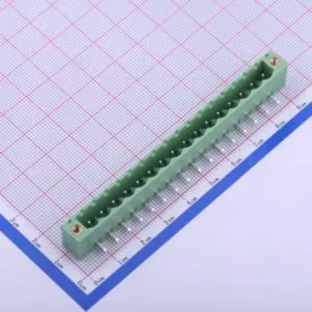 WJ2EDGRM-5.08-16P 插拔式5.08mm接线端子1x16P 弯插螺丝固定绿色