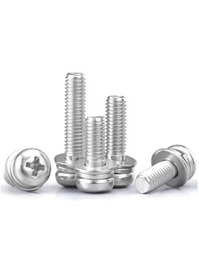  273545十字槽盘头螺钉.弹垫和小平垫三组合 M3X8 材质304不锈钢