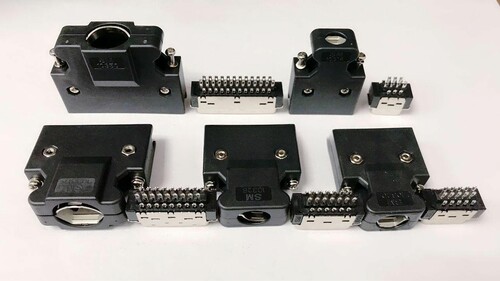 SCSI-14P 半金 槽式 伺服器SM-14P公头 焊线式 装配壳插头带外壳