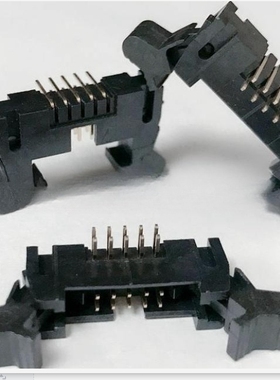 牛角插座 IDC DC2-8PL 2*4 间距2.0mm 弯脚 卡勾式 插板式 黑色