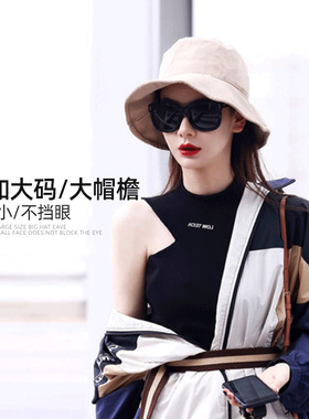 渔夫帽女大头围大号遮脸显脸小大帽檐帽子适合圆脸