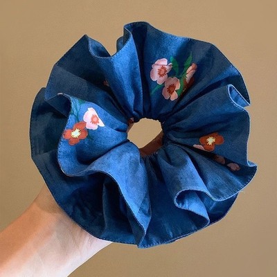 温柔小碎花复古大肠发圈头花皮筋扎头发低马尾发绳高感头绳布圈