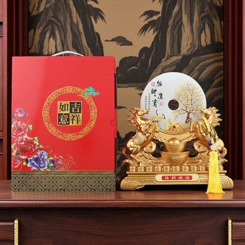 马到成功桌面摆件平安扣树脂工艺品创意办公室酒柜装饰品开业礼物