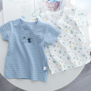 日系生日城夏季儿童薄款短袖 纯棉a类竹节棉透气男童女童半袖t恤