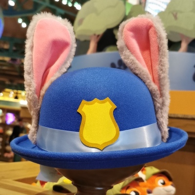 迪士尼朱迪帽子疯狂动物城兔子警官cos头饰成人儿童拍照可爱礼帽