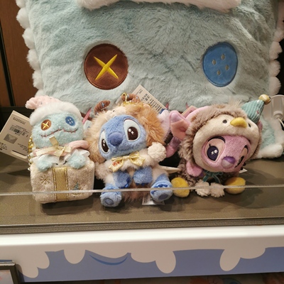 上海迪士尼正品25冬日小金史迪奇安琪毛绒玩偶公仔挂件钥匙圈