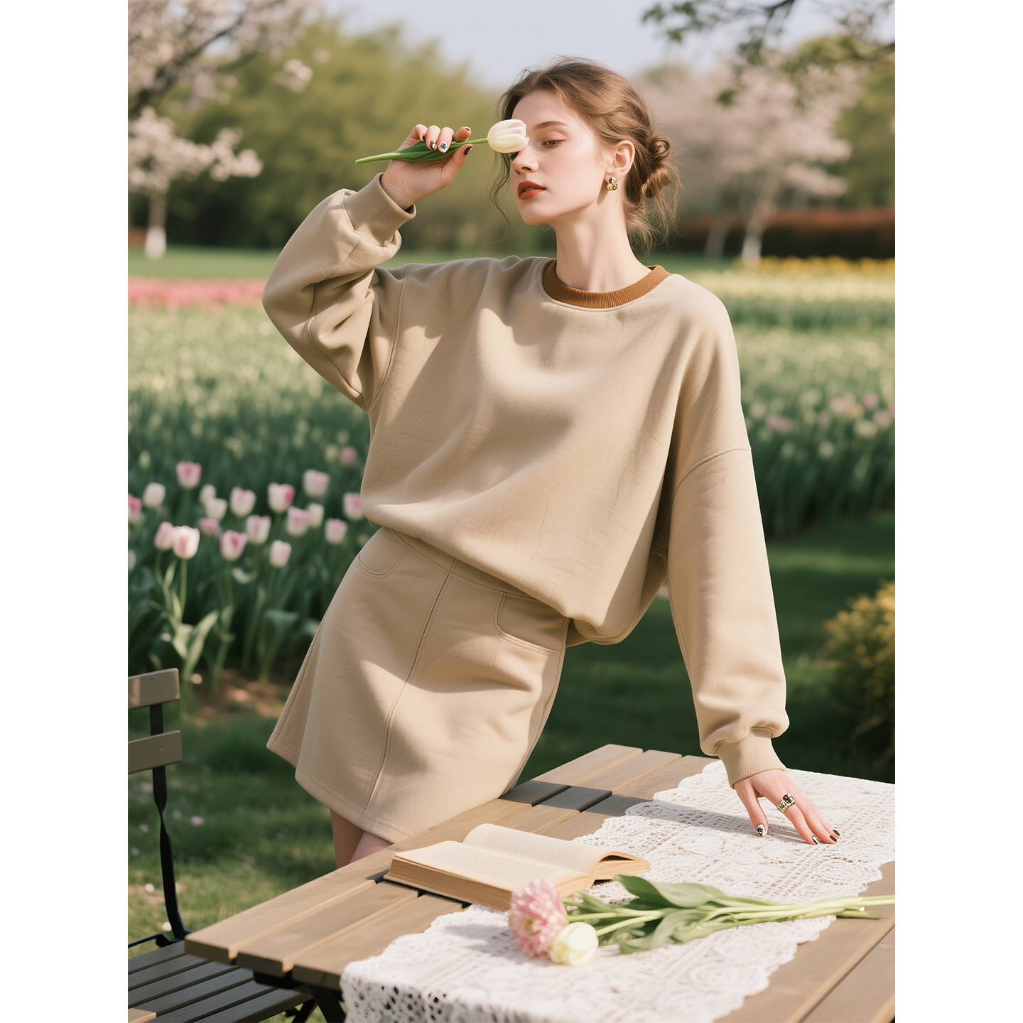 卡其色圆领卫衣套装女2026年春季新款休闲风卫衣上衣半裙两件套,女装/女士精品,时尚套装,淘宝优惠券,粉丝福利购,淘宝优惠卷