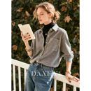 衬衣叠穿上衣 韩系慵懒百搭长袖 灰色灯芯绒衬衫 女2025年秋冬新款