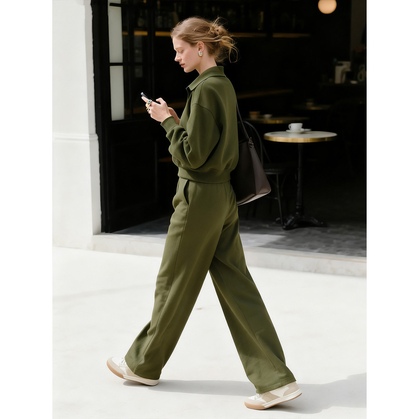 军绿色休闲卫衣套装女2026年春季新款高级感小个子阔腿裤两件套,女装/女士精品,时尚套装,淘宝优惠券,粉丝福利购,淘宝优惠卷