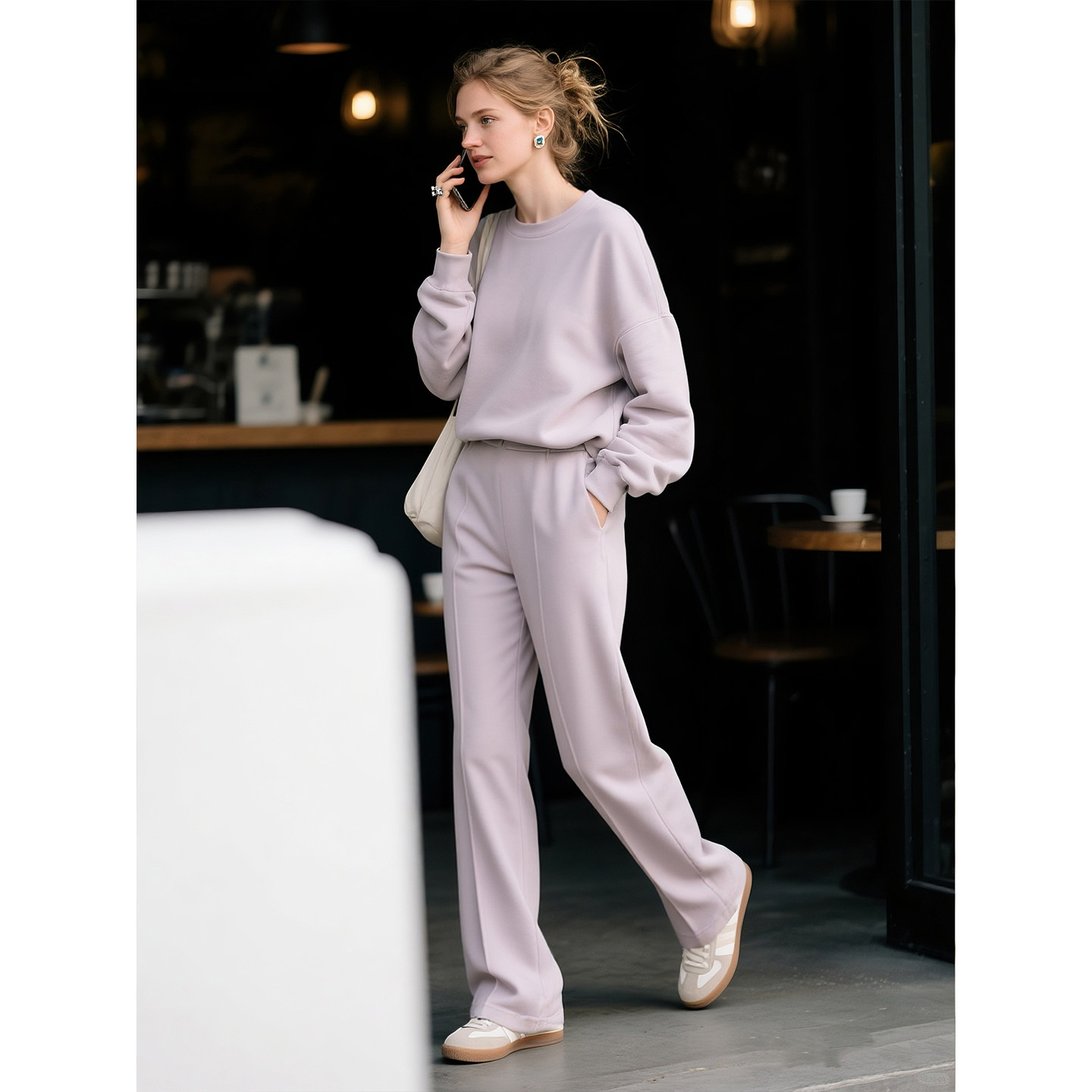 浅紫色休闲套装女2026年春季新款时尚气质卫衣高腰阔腿裤两件套,女装/女士精品,时尚套装,淘宝优惠券,粉丝福利购,淘宝优惠卷