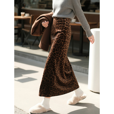 美拉德咖色豹纹半身裙女2025年