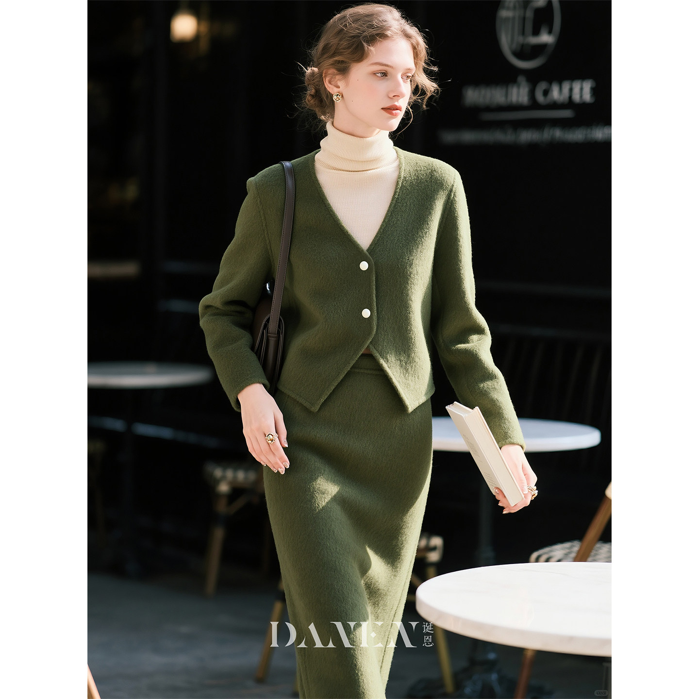 军绿色高级感羊毛套装女2026年春季新款毛呢气质上衣半身裙两件套,女装/女士精品,时尚套装,淘宝优惠券,粉丝福利购,淘宝优惠卷