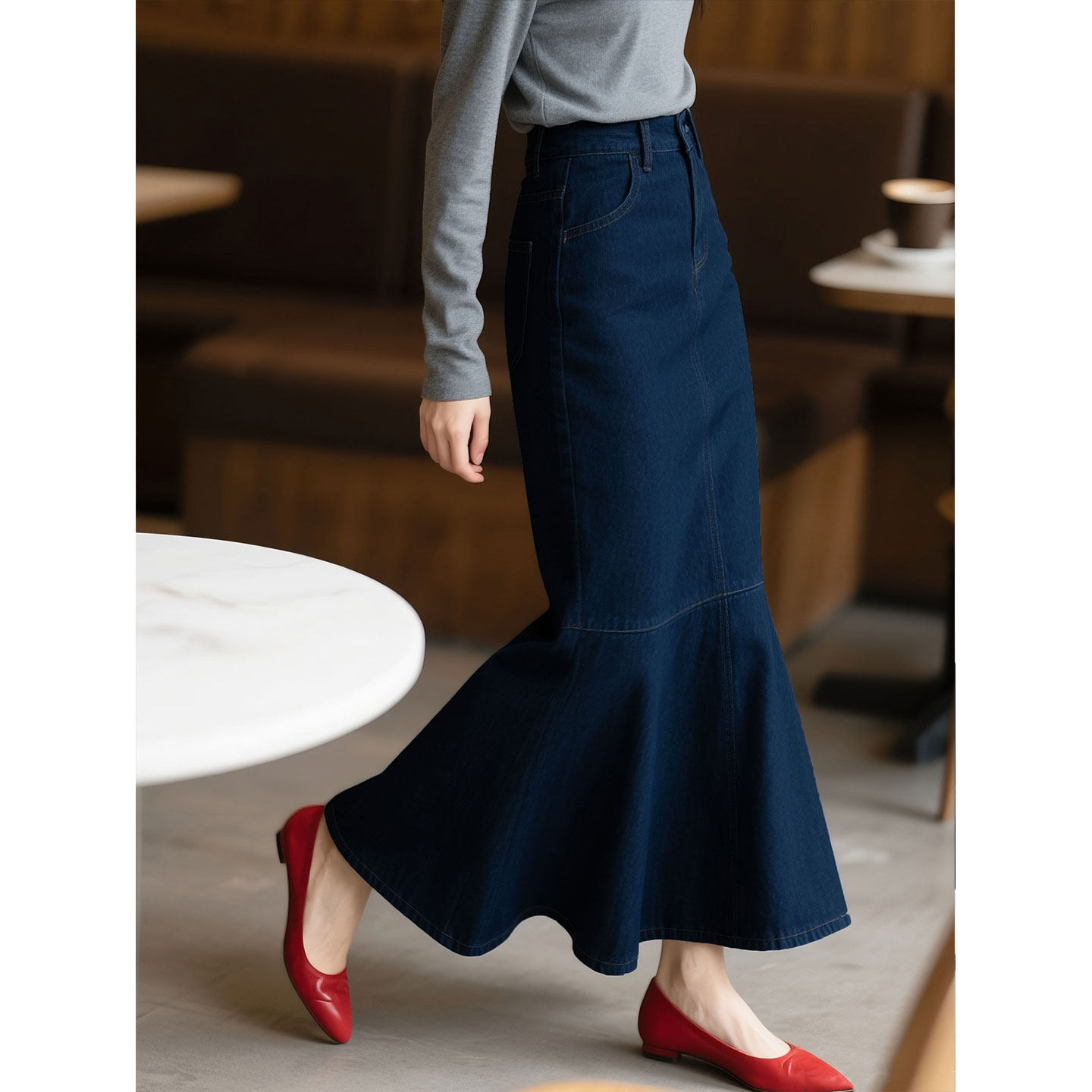 深蓝色牛仔鱼尾半身裙女2026年春季新款复古高腰显瘦长款包臀裙子,女装/女士精品,半身裙,淘宝优惠券,粉丝福利购,淘宝优惠卷