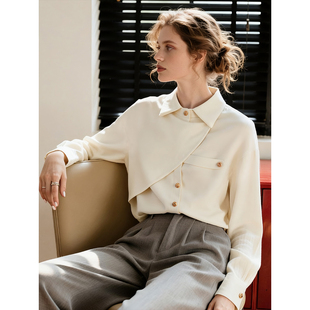 杏色磨毛衬衫女2026春季新款高级感轻奢减龄洋气衬衣内搭叠穿上衣