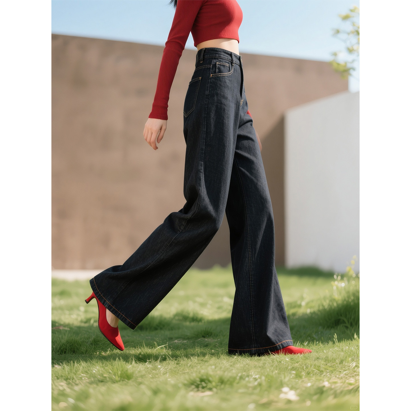 灰黑色牛仔阔腿裤女2026年春季新款高腰显瘦慵懒风百搭直筒长裤,女装/女士精品,牛仔裤,淘宝优惠券,粉丝福利购,淘宝优惠卷