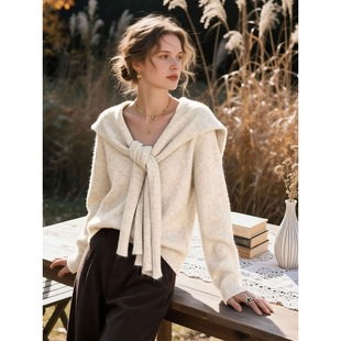 米色海军领毛衣针织衫女2026年秋冬新款气质高级感时尚软糯上衣