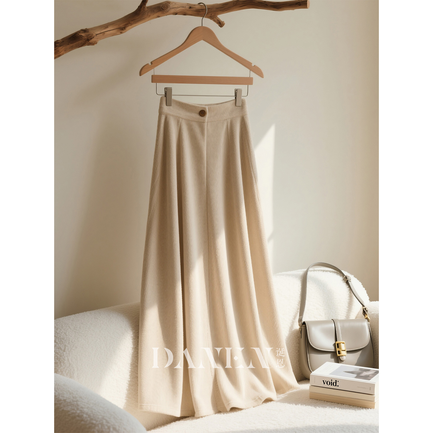 杏色灯芯绒半身裙女2025秋冬新款