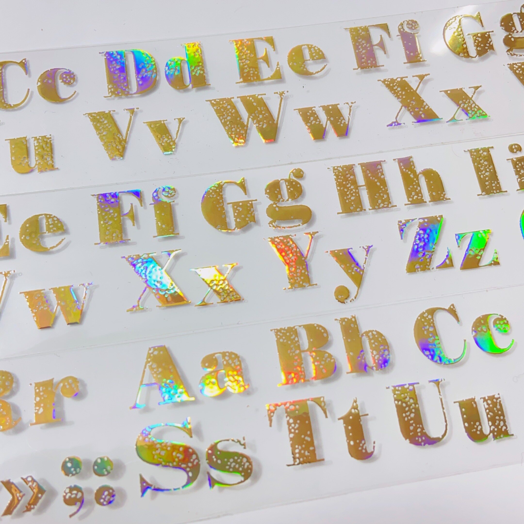 罗数英言.手账pet胶带镭射金英文数字咕卡流麻贴纸分装素材包整卷