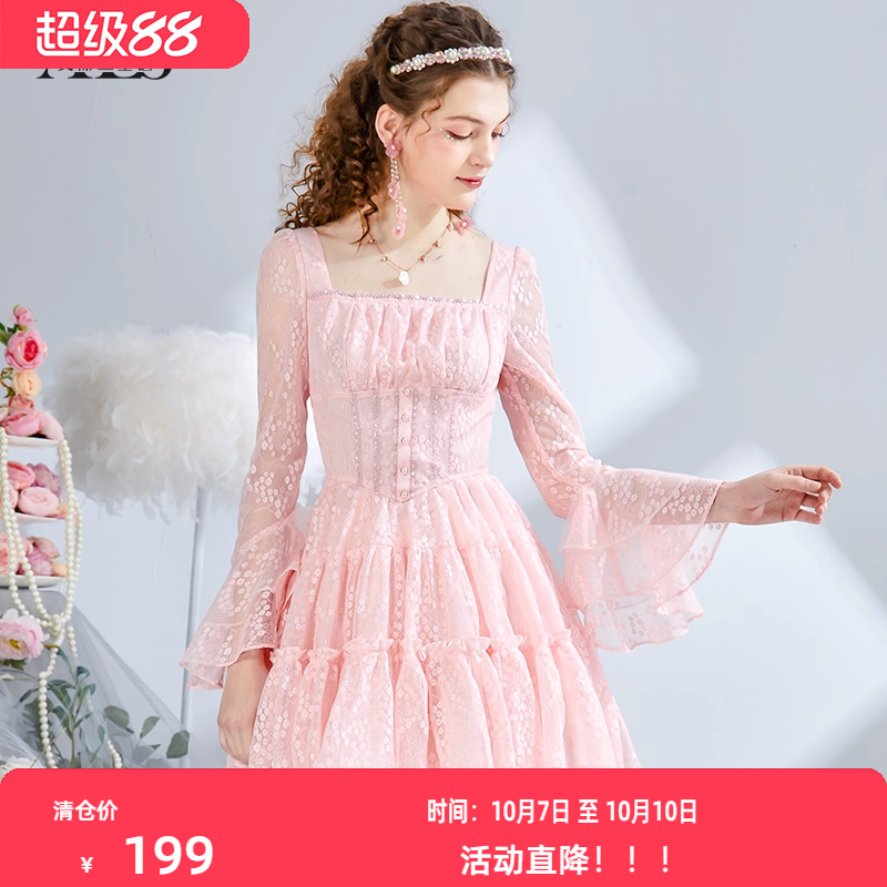 艾丽丝甜美红色蕾丝连衣裙