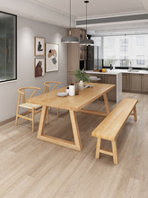 北欧原木餐桌椅组合长条桌现代小户型纯实木吃饭桌子简约长方形桌