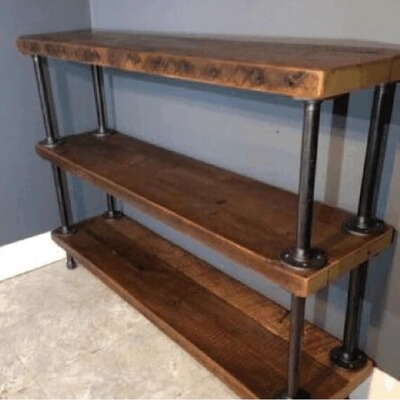 loft工业风实木搁板架多层落地收纳架置物架书架水管陈列展示货架