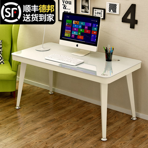 简约台式钢化玻璃写字桌