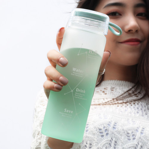 渐变色ins玻璃杯磨砂星空韩版男女大容量便携水杯随手杯创意学生