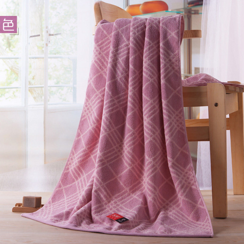 金号依诗家纯棉浴巾精梳棉加大加厚成人提花英伦风柔软吸水150*75