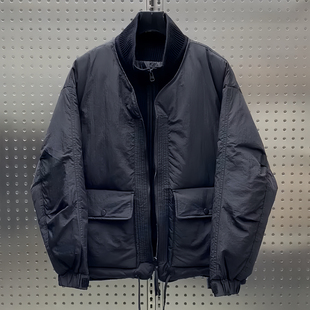 宽松百搭痞帅加厚白鸭绒外套 纯色假两件立领羽绒服男韩版 冬季 新款