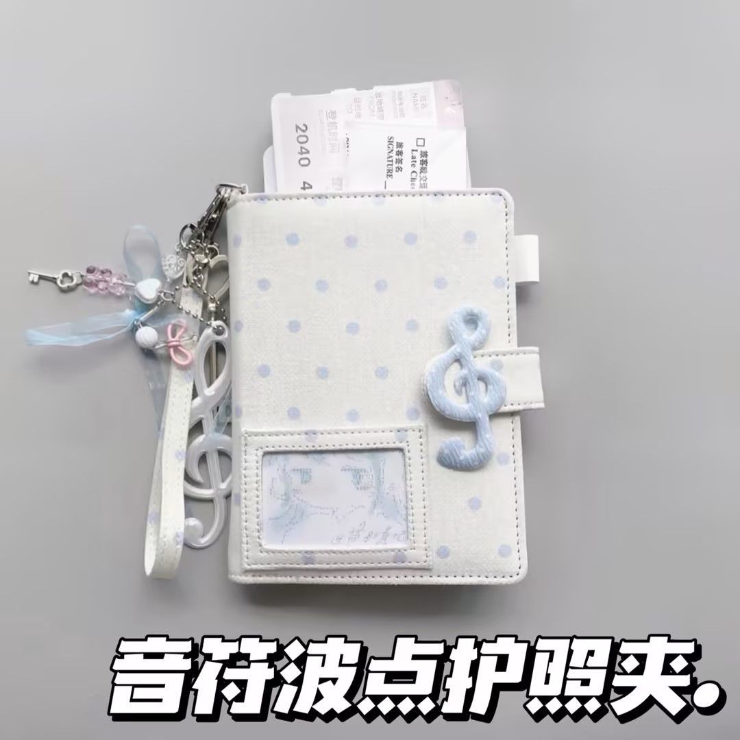 韩系波点音符护照夹旅行收纳包