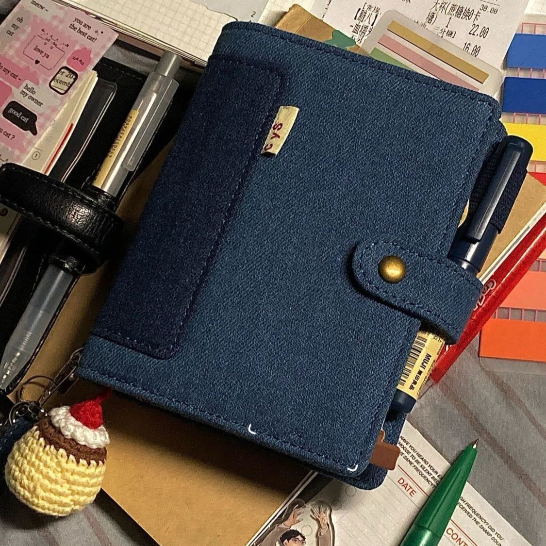 A7深海蓝牛仔手账本日程活页本