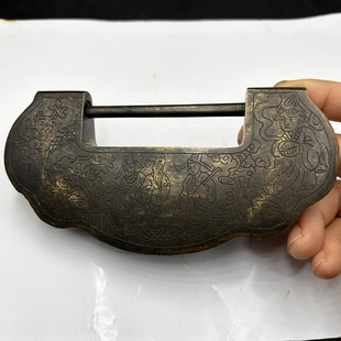 古玩杂项 铜锁 横开挂锁 元宝锁老式 小锁 五金配件箱锁 柜锁铜器