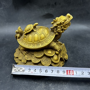 古玩杂项 龙龟摆件 子母龟元宝铜器 家居工艺装饰品 书房用品