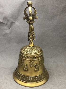 黄色铜铃仿古风桌面装饰佛字