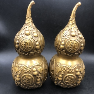 古玩杂项葫芦摆件 铜葫芦小号大号家居工艺铜器一对价格
