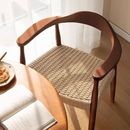 北欧简约中古休闲实木餐椅肯尼迪桌椅家用咖啡厅靠背椅子坐垫绳编