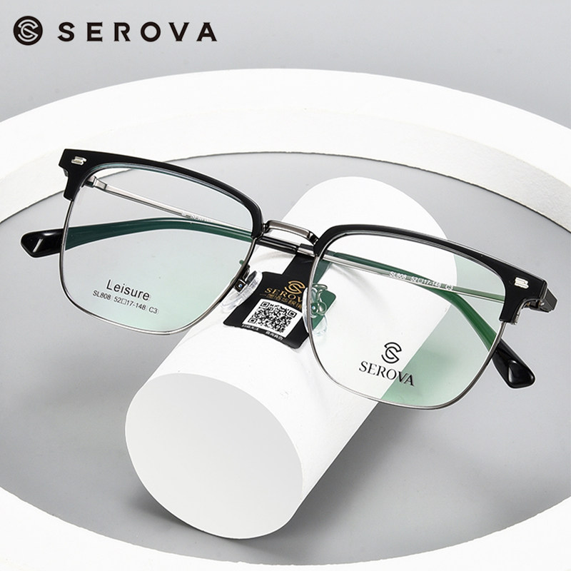 施洛华时尚复古眉线框近视眼镜架