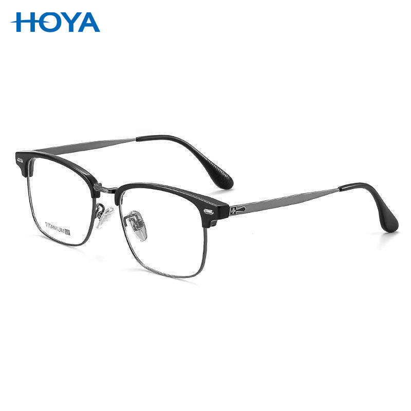 HOYA豪雅镜片眉线框眼镜架男超轻防蓝光可配度数镜片潮流8805
