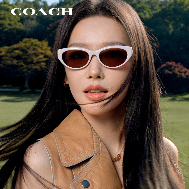 【程潇同款】COACH蔻驰复古窄框猫眼太阳镜男HC8456板材潮墨镜女