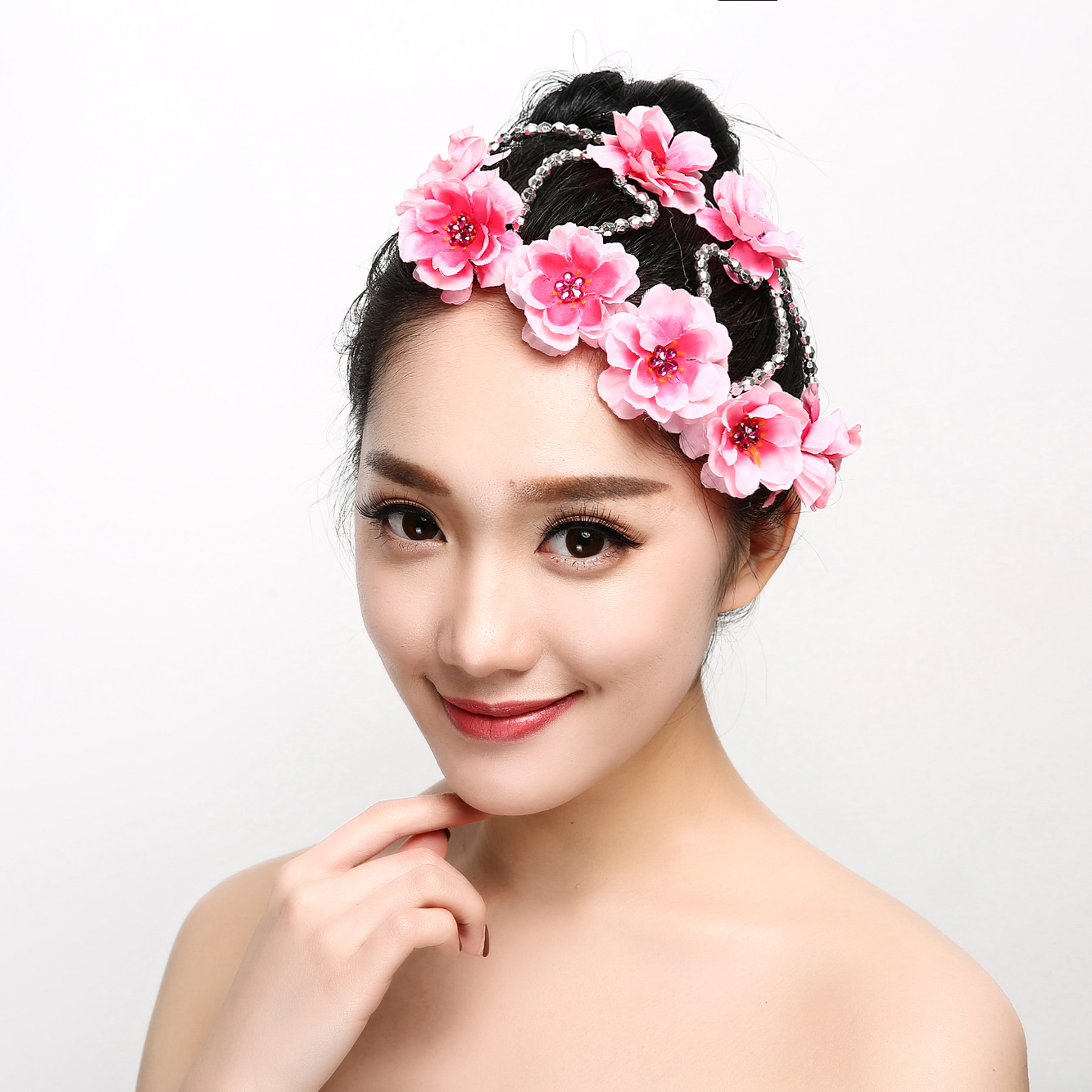 桃花梅花广场舞演出头饰民族现代舞蹈头饰头花中国舞舞台头饰花朵