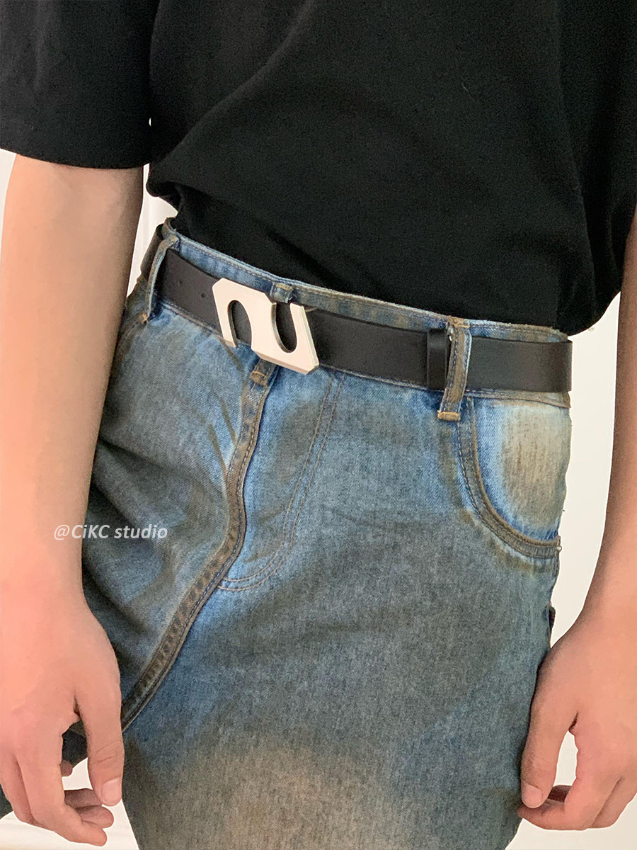 ins风百搭重工黑色腰带