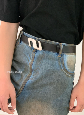 黑色重工腰带男牛仔裤配饰简约时尚高级感韩版百搭皮带女ins风新