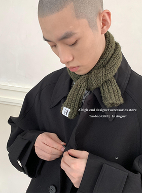 高级设计师款羊毛混纺小围巾短款细围脖男女同款法棍法棍领巾装饰