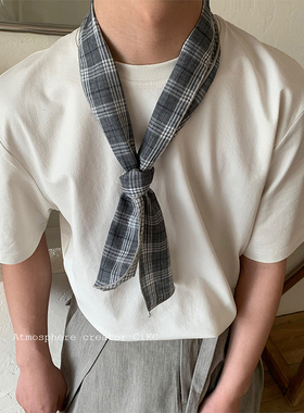 日系百搭装饰领巾男女小众搭配小围巾高级感博主风小领结长条围巾