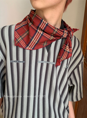 vintage氛围感红色领巾三角巾男女小众时髦装饰高级感搭配小围巾