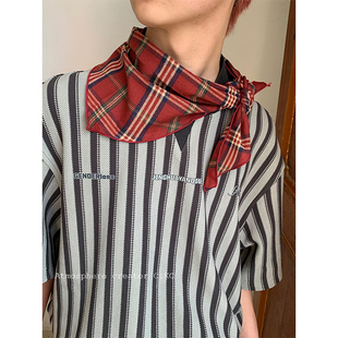 vintage氛围感红色领巾三角巾男女小众时髦装饰高级感搭配小围巾